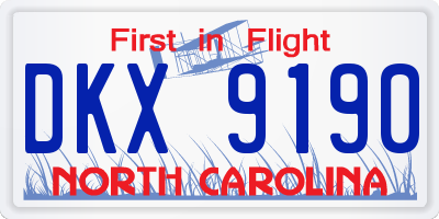 NC license plate DKX9190