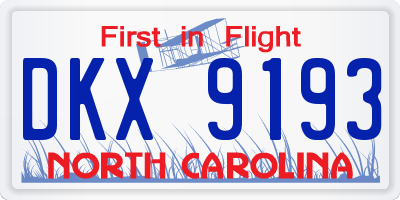 NC license plate DKX9193