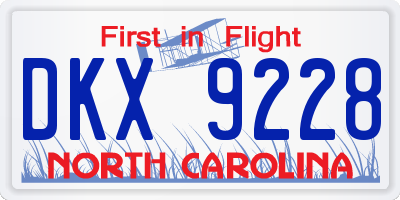 NC license plate DKX9228