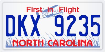 NC license plate DKX9235