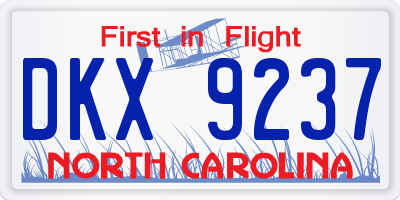 NC license plate DKX9237