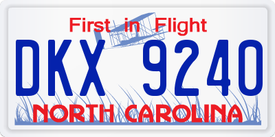 NC license plate DKX9240