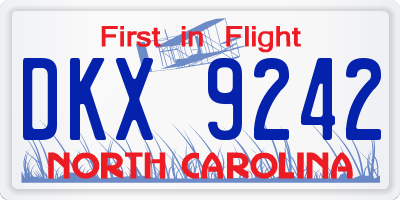 NC license plate DKX9242