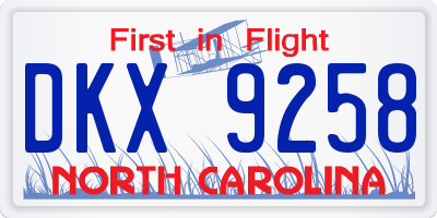 NC license plate DKX9258