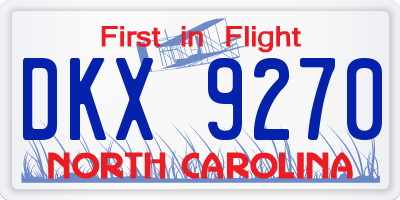 NC license plate DKX9270