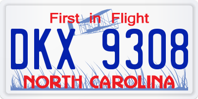 NC license plate DKX9308