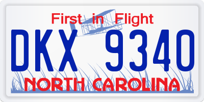 NC license plate DKX9340