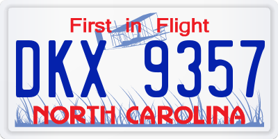 NC license plate DKX9357