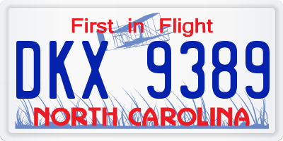 NC license plate DKX9389