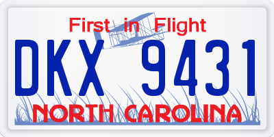 NC license plate DKX9431