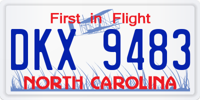 NC license plate DKX9483