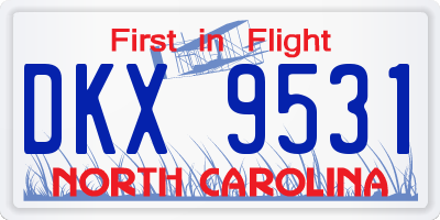 NC license plate DKX9531