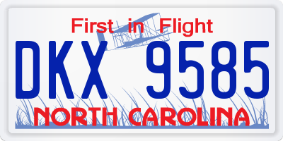 NC license plate DKX9585
