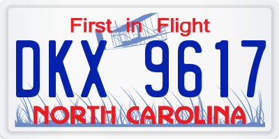 NC license plate DKX9617