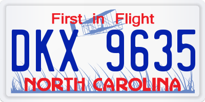 NC license plate DKX9635