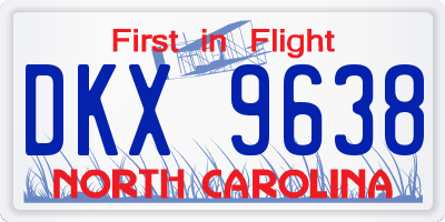 NC license plate DKX9638