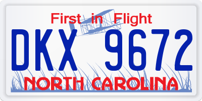 NC license plate DKX9672