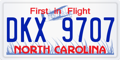 NC license plate DKX9707