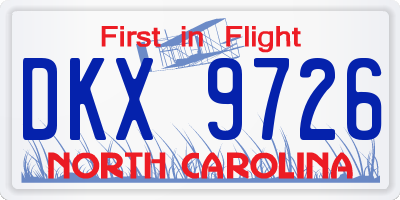 NC license plate DKX9726