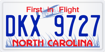 NC license plate DKX9727