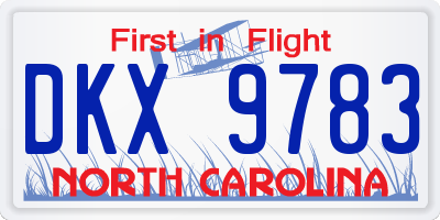 NC license plate DKX9783