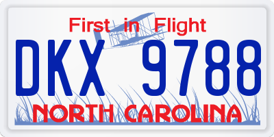 NC license plate DKX9788