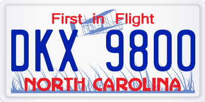 NC license plate DKX9800