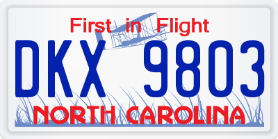 NC license plate DKX9803
