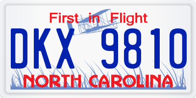 NC license plate DKX9810