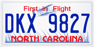 NC license plate DKX9827