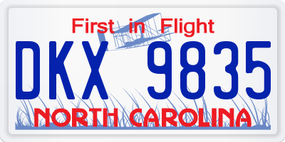 NC license plate DKX9835