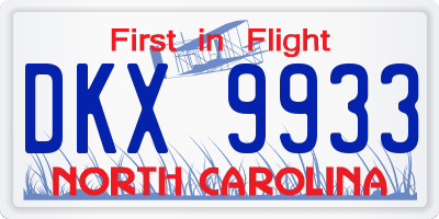 NC license plate DKX9933