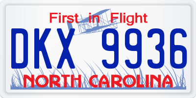 NC license plate DKX9936