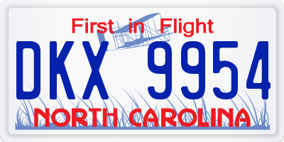 NC license plate DKX9954