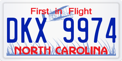 NC license plate DKX9974