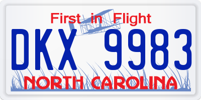 NC license plate DKX9983