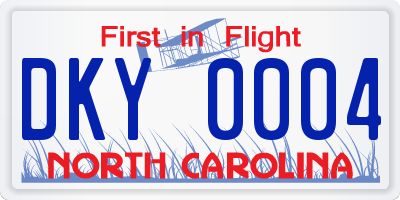 NC license plate DKY0004