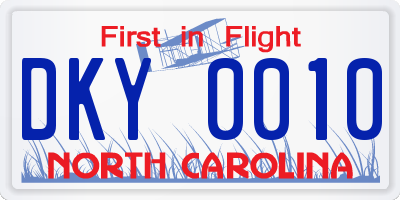 NC license plate DKY0010