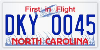 NC license plate DKY0045