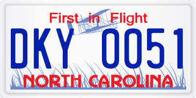 NC license plate DKY0051