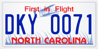 NC license plate DKY0071