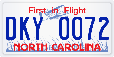 NC license plate DKY0072