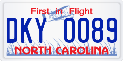 NC license plate DKY0089