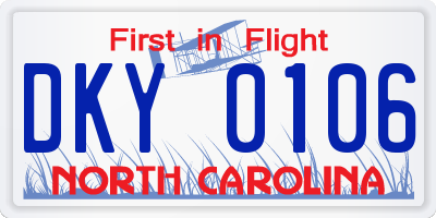 NC license plate DKY0106