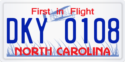 NC license plate DKY0108