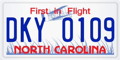 NC license plate DKY0109