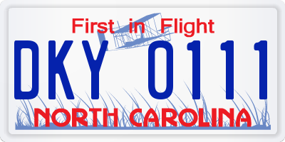 NC license plate DKY0111