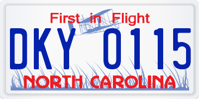 NC license plate DKY0115