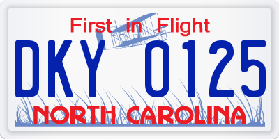 NC license plate DKY0125