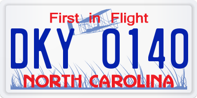 NC license plate DKY0140
